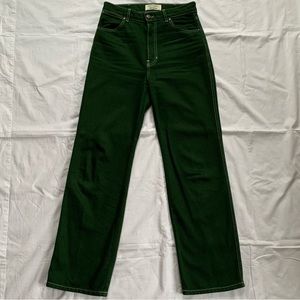 Reformation Cowboy High Rise Straight Jeans in Emerald Size 26